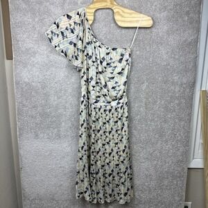 Traffic People Maxi Dress One Shoulder Pleated Asymmetrical Sleeve Size Large